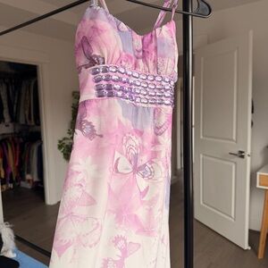 Elegant Pink Butterfly Dress